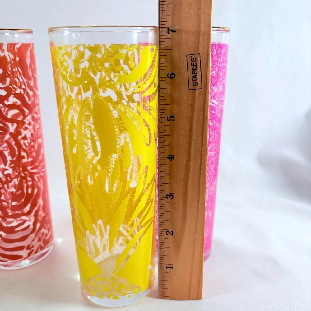 Lily Pulitzer for Target Limited Tropical Themed Glass Tumblers 4‎ Glasses 2015